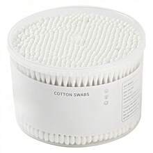 100 Pcs   Beauty & Grooming Cotton Swabs  - Thick Organic Sticks, Dust-Free For Makeup Touch-Ups Versatile Double-Headed Design: The Innovative Double-Headed Design Of These Cotton Swabs Offers Twice The Cleaning Power In One Convenient Tool;  Cotton Swabs Mops With Storage Case Extra Absorbent Double-Ended XL Cotton Buds With Pointed And Round Head Wooden Swabs For Cleaning And Maintenance Double-Round Tip Cotton Swabs - Organic Strong Wood Stick, Dust-Free & Waterproof Packaged - 白色 - 查看 1