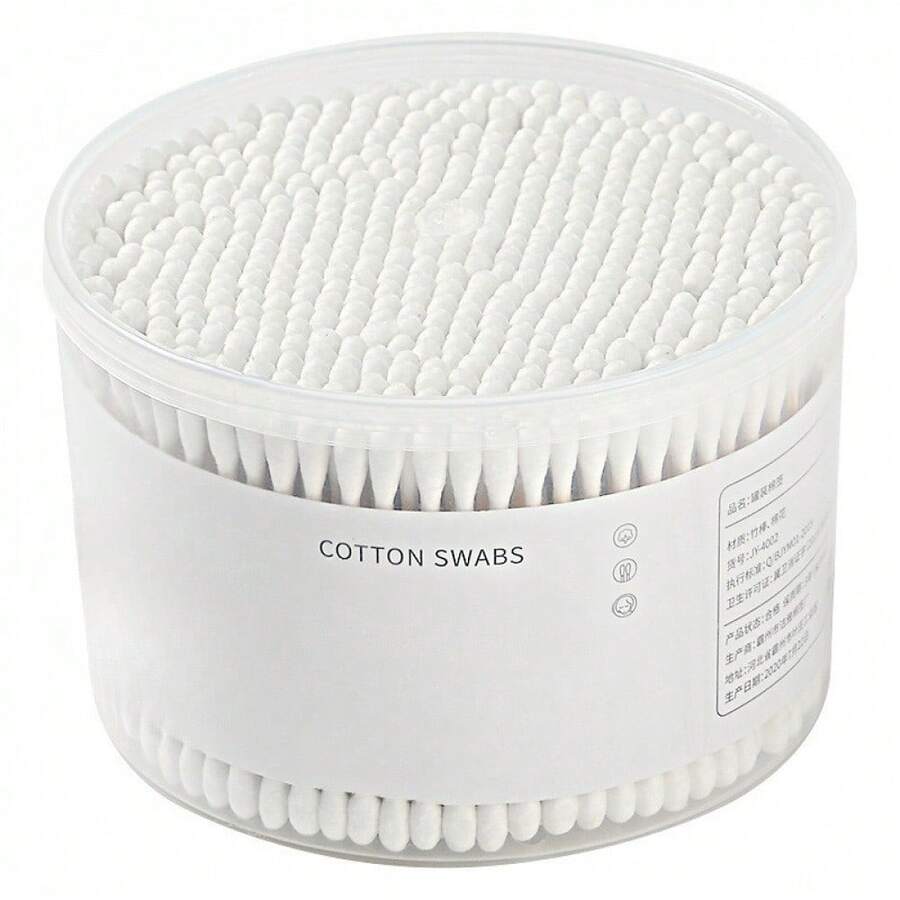 100 Pcs   Beauty & Grooming Cotton Swabs  - Thick Organic Sticks, Dust-Free For Makeup Touch-Ups Versatile Double-Headed Design: The Innovative Double-Headed Design Of These Cotton Swabs Offers Twice The Cleaning Power In One Convenient Tool;  Cotton Swabs Mops With Storage Case Extra Absorbent Double-Ended XL Cotton Buds With Pointed And Round Head Wooden Swabs For Cleaning And Maintenance Double-Round Tip Cotton Swabs - Organic Strong Wood Stick, Dust-Free & Waterproof Packaged - 白色 - 查看 1