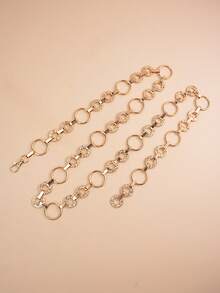 Fashionable Metallic Waist Chain Belt, Versatile Decoration For Dresses, Gold & Silver Color