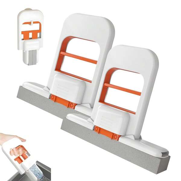 1 pièce Balai à franges multifonctionnel mini - Manche extensible, pliable, balai durable, utilisation humide et sèche, convient pour la cuisine, le salon, la salle de bain, les vitres de voiture - Matériau en plastique, excellent outil de nettoyage pour la maison et la cuisine Design compact Plastique durable