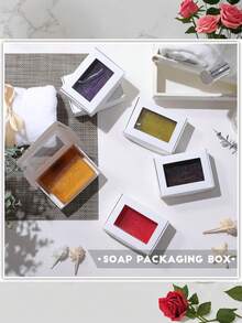 12/6pcs Soap Boxes For Homemade Packaging, Kraft Paper Snack Boxes With Window Display, For Candy, Bread, Soap Making, 3.7 X 2.6 X 1.4 Inches (White) - White - View 6