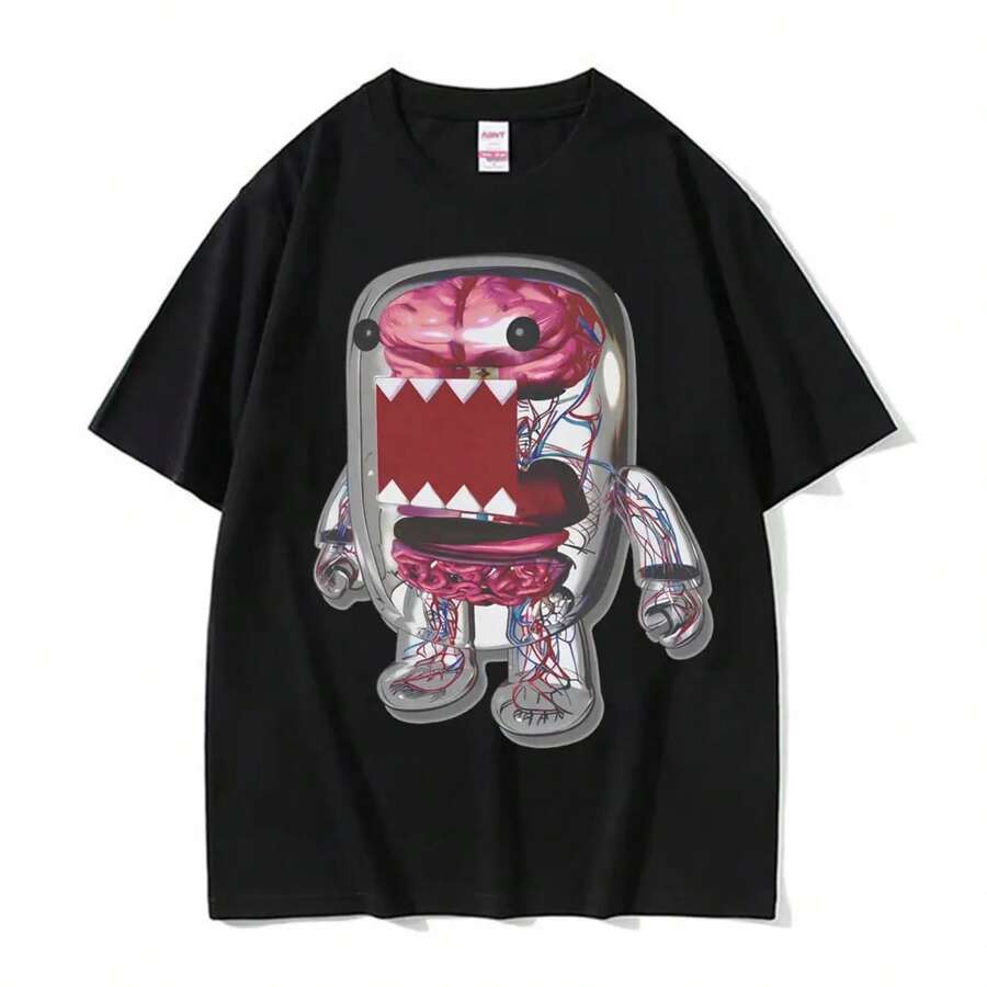 Domo Y2k Anese Graphic Swag Era Fashion Aesthetic Rave Punk T Shirt 's Summer Classic T-Shirt Tops Uni Vintage T-Shirts.Jpg - 黑色 - 查看 1