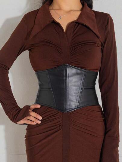 1pc Punk Style Sexy Wide Elastic Waist Belt, Suitable For Daily Commute, Party And Gathering