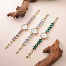 Ever Move 1PC Elegant Lady Quartz Watch-Casual Style With Stainless Steel Gemstone-Inlaid Strap And Round Zinc Alloy Case - one-size - View 6