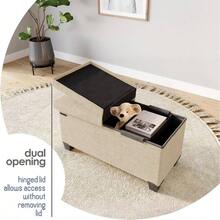 Storage Ottoman with Storage Bins, 30 - In Storage Bedroom End of Bed, Folding Foot Rest Ottoman with Storage Living Room, Storage Chest 660lbs, Faux Leather Ottoman, Brown - Marfil + 38.1P x 76.2An x 38.1Al cm - Ver 7