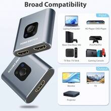Switch 4k60hz, Aluminio Switcher Bidireccional Entrada 2 a 1 Salida o Switch 1 a 2 Salida, Soporta 4K, 3D, 1080P, Splitter para HDTV, Projector, BLU - Ray Player, DVD, 43 - inicial - Ver 3