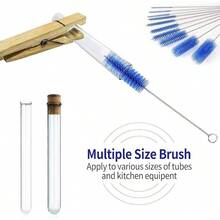 MTSZZF 10Pcs Nylon Bottle Tube Nozzle Cleaning Brush, Pipe Cleaner, Glasses Set Drinking Straws, Glasses, Keyboards, Jewelry Cleaning, Stainless - Steel - Azul marino + 8.0 pulgadas - Ver 6