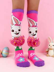 A Pair Of Girls' Cute Rabbit Over-The-Knee Socks With 3D Skirt Decorations, Suitable For Girls' Daily Wear, Party Outfits, And Ideal As A Holiday Gift. - Multicolor - View 4