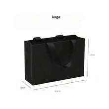 4pcs Black Paper Handbags Large, Medium And L Size Thread Rope Advertising Bags Gift Bags Clothing Store Packaging Bags