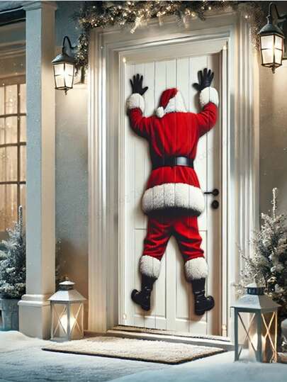 Pancarta de Papá Noel para el porche delantero/Decoración de pared navideña, sin fuente de alimentación, para el hogar y la cocina, decoración de fiesta de Navidad y Año Nuevo