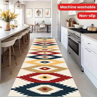 1 件摩洛哥风格走廊地毯，适用于楼梯、走廊、卧室等场所，可用于硬木地板，家居装饰。