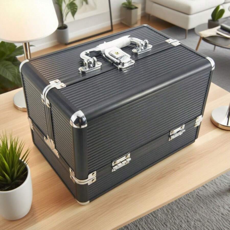 1 Hộp đựng đồ trang điểm di động đa năng có hai ngăn, Hộp đựng đồ trang điểm chuyên nghiệp rộng rãi được thiết kế cho mỹ phẩm và dụng cụ làm móng, Hộp đựng đồ trang điểm tiện lợi lý tưởng khi đi du lịch, ở nhà và những dịp đặc biệt, Món quà hoàn hảo cho những người đam mê làm đẹp và nghệ sĩ trang điểm, Giải pháp lưu trữ thời trang và tiện dụng cho tất cả các vật dụng làm đẹp thiết yếu của bạn