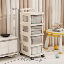 1 pieza Carrito de almacenamiento con ruedas y cajón transparente, organizador con ruedas y múltiples capas, adecuado para guardar calcetines/pañuelos/artículos varios, apto para mesita de noche/dormitorio/sala de estar/baño/cocina