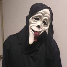 1pc Scary Screaming Ghost Face Mask, Latex Horror Mask Prop For Party, Masquerade, Costume Play, Funny Frightening Headgear - Multicolor - View 4