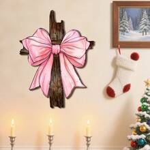 1pc Christian Wooden Sign - Pink Bow Room Decor, Bow Bible Verse Decoration, Inspirational Christian Gift (For Women), 12*8 Inches - Multicolor - View 7