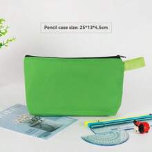 1pc Colorful Canvas Pencil Case, Zipper Style Hand-Held Makeup Bag, Organizing And Storing Stationery Bag, Multi-Color Pencil Case, Hand-Held Bag, Cosmetics Storage Hand-Held Canvas Bag, Simple And Portable,The Color Of The Handle Is Random