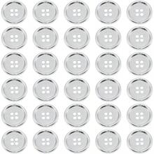 30Pcs Metal Sewing Buttons 20mm 4Hole Button 3/4" Silver FourEye Button For Suit Crafts Decorative Handmaking Coats Sewing DIY Clothes - Bạc - Xem 5