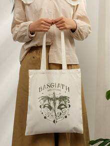 1 Pc Basgiath War Pattern Tote Bag Shoulder Bag For Travel Daily Commute Women's Reusable Shopping Bag, Best Gift For Her,  Folding Shoulder Bag Summer Beach Holiday Bag Best Gift For Fourth Wing Reader