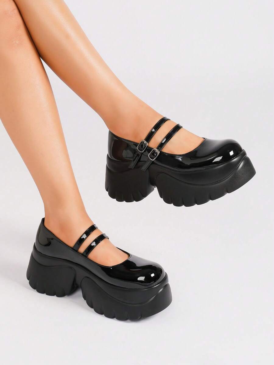 Dicksohlige Mary Jane Schuhe für Damen, neue weiche Plateau-Schuhe, vielseitige Oxford-Stil Loafer