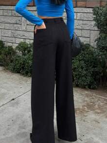 Women's Elegant French Style White Suit Pants, Suitable For Commuting And Back To School Fall Cloth For Women