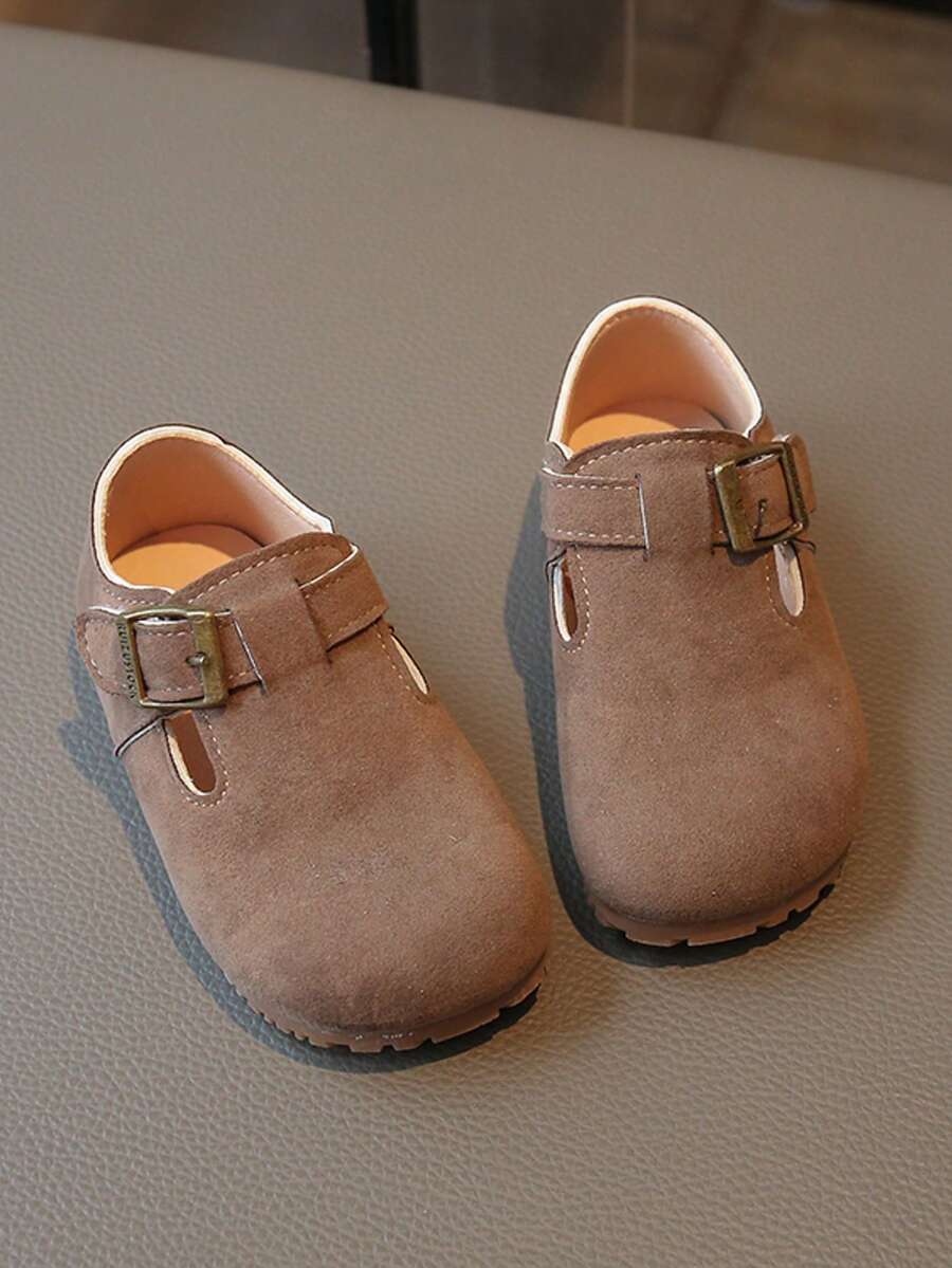 1 Pair Round Toe Soft Bottom Hook And Loop Casual Flats, Suitable For Students Everyday Wear, Spring/Autumn, Infant/Toddler Shoes