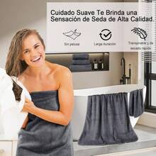 Juego de Toallas de Bao, 6 Piezas Suave y Agradable para La Piel Velln de Coral Toalla, Absorbente, Secado Rpido, Lavable a Mquina para Hotel, Hogar y Gimnasio Gris - GRIS - Ver 1