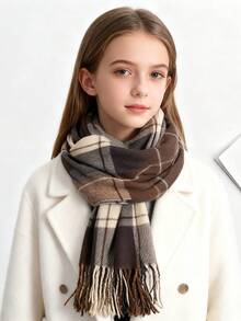 12-16 Years Old Autumn And Winter Plaid Scarf Boys And Girls Winter High-End New Style All-Match Warm Couple Neck Shawl Korean Style - Multicolor - View 5