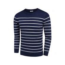 Men's Crew Neck Sweater Slim Fit Lightweight Sweatshirts Knitted Pullover For Casual Or Dressy Wear - 海軍藍/白色水手條紋 - 查看 6