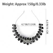Bubbmi Black Raw Crystal Tiara Headband, Natural Quartz Moon Goddess Witch Fashion Hair Band For Wiccan Cosplay Party Headwear{"Color_name":"BLACK"} - 黑色 - 查看 4