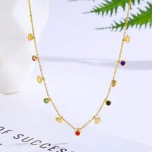 16/20 Inch Delicate Necklace Set, Lightweight Luxury Gold Color Necklace With Colorful Zirconia Stones, Everyday Wear Sophisticated Minimalist Design