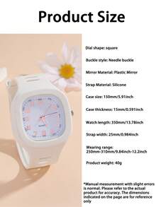 1pc Jelly Square Quartz Watch, Fashionable Timepiece Suitable For Teenagers, Daily Use Or Holiday Gift - White - View 6