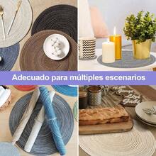 Piezas 15in Trenza Redonda Manteles Individuales para Mesa, Resistente al Calor y Antideslizante para Mesa de Comedor Fiestas de Da Festivo Cafetera Boda Marrn Oscuro - Caqui claro - Ver 7