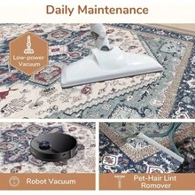 Soft Neutral Area Rugs 5x7, Washable Rug With Non Slip Backing, 5 X 7 Faux Cashmere Low-Pile Carpet, Cream White & Blue & Light Brown,  2025 Design - Blue & Red - View 4