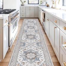 Soft Neutral Area Rugs 5x7, Washable Rug With Non Slip Backing, 5 X 7 Faux Cashmere Low-Pile Carpet, Cream White & Blue & Light Brown,  2025 Design - 奶油白和藍色 - 查看 22