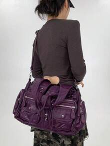 Y2K Vintage Women's Handbag With Large Capacity, Retro Rivets, Multiple Pockets, Personalized Street Shoulder Bag, Fashionable And Detachable Shoulder Strap, Women's Wallet With Multiple Colors To Choose From, Perfect For Parties, Commuting, Gatherings, And Work As A Perfect Fashion Gift