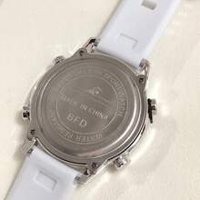 Men's Electronic Watch Thin Digital Watch Waterproof Bezel Night Light - Blanco - Ver 3