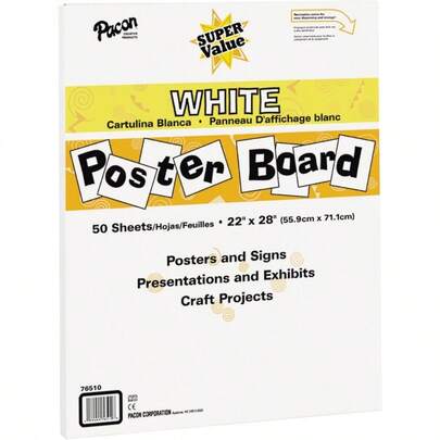 Super Value Poster Board 22"X28" White 50 Sheets
