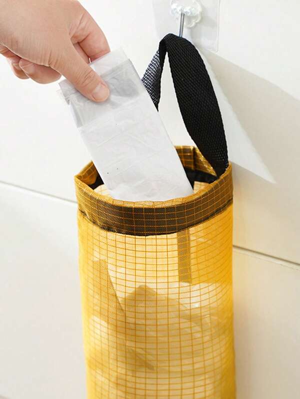 Dispensador de sacos de lixo de cozinha preto, amarelo e cinza, 1/3 unidades - estilo suspenso na parede, suporte redondo para sacos de plástico, organizador compacto para armazenamento de sacos de lixo de cozinha