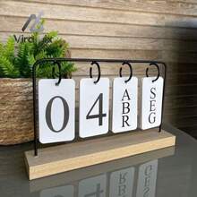 Decorative Permanent Desk Calendar With Plaques For Home And Office - BLACK - View 2