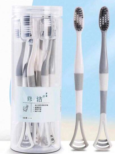 8 pièces/set Brosses à dents double-tête multifonctionnelles et colorées, convenant pour le brossage des dents et le nettoyage de la langue, idéal pour la rentrée scolaire, les fêtes, les vacances, l'été, les mariages, Noël, les anniversaires, la décoration de table de Noël, les célébrations de Noël, les décorations de vacances