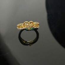 1Pc Women's Heart Rhinestone Decorative Ring, Elegant, Suitable For Daily, Party, Event, Celebration, Great Gift For Valentine's Day, Mother's Day, Mom AEUO - Vàng - Xem 5