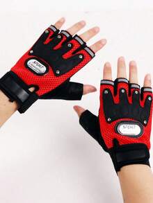 A Pair Of Family Fitness, Finger-Opening PU Motorcycle Riding Gloves, Punk Hip-Hop PU Gloves, Outdoor Riding Gloves, Half-Finger Gloves, Motorcycle Gloves, Durable Fitness Gloves, Outdoor Sports Mountaineering Gloves For Gym Training