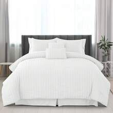 10-Piece Comforter Set - Lux Decor - Down Alternative - Seersucker Lightweight Comforter Set With Sheets - All-Season Warmth & Breathability - Enhance Your Space With Cozy Elegance - Soft Bedspreads - Luxury Bedding Sets - Back To School - Graduation Gifts - Lightweight Comforter - Home Decor - Embrace Comfort In Every Season - Softness And Style Combined - All-Season Bedding Set - Winter Vibes, Christmas Decor, New Year Vibes, New Year Home Refresh Decor, Festive Bedroom Essentials, Cozy Bedding, Soft Bedding, Luxury Bedroom Comfort