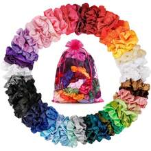 Satin Scrunchies For Women & Girls - 60 Pack Silk Scrunchies For Curly Hair - mặc định - Xem 1