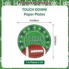 24 Pack Touchdown Plates Sets - Rugby Theme Party Supplies, Inch Disposable Dinner Dessert Paper Plate Tableware Tailgate Birthday Game Day Party Decorations Table Decor - 24 包 - 查看 3