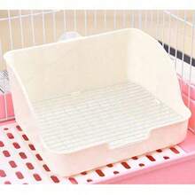 宠物兔砂盆，防溅尿盆，适用于雪貂、豚鼠、兔子、龙猫，方形砂盆，带钢丝/塑料底网 - 彩色 - 查看 13