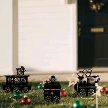 3pcs Christmas Train & Nature Dance, Weaving Holiday Symphony For Your Yard - Black - View 5
