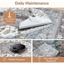 Soft Neutral Area Rugs 5x7, Washable Rug With Non Slip Backing, 5 X 7 Faux Cashmere Low-Pile Carpet, Cream White & Blue & Light Brown,  2025 Design - 灰色和黃色 - 查看 4