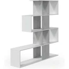 Estantera Librera, Saln, Comedor o Despacho, Modelo Domi, Acabado en Blanco Artik y Roble Canadian, Medidas: 145 Altox 145 Anchox 28 Fondo