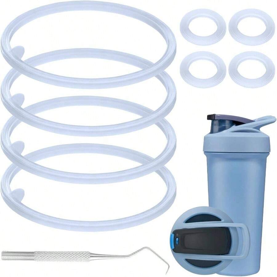 9PCS Shaker Cup Gasket BlenderBottle Strada Stainless Steel Shaker Bottle Bottle Gasket Silicone Gasket Compatible With BlenderBottle Strada ShakerStrada Flip - 透明的 - 查看 1